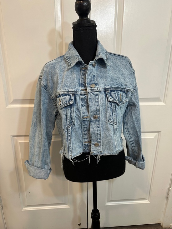 Guess Jackets & Blazers - Guess Light Blue Cropped Distressed Jean Jacket